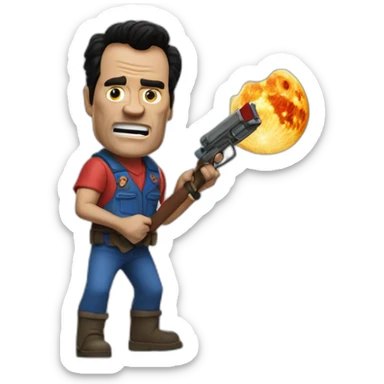 ash vs evil dead on the moon sticker