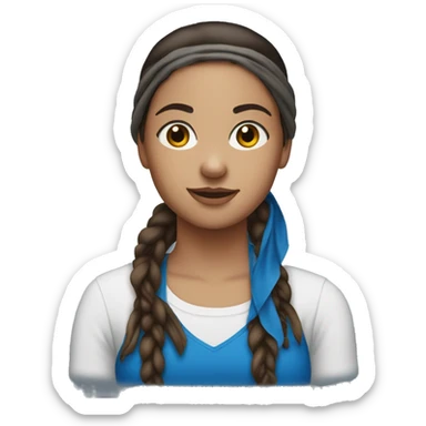 Brunette girl with braids and blue bandana on her neck sticker