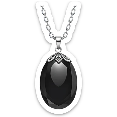 floating onyx stone with inner light, silver chain animated as if alive, no extra colors sticker