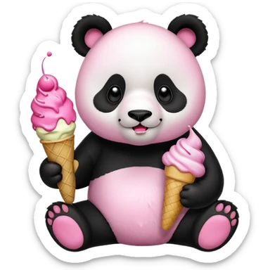 Panda eating ice cream sticker