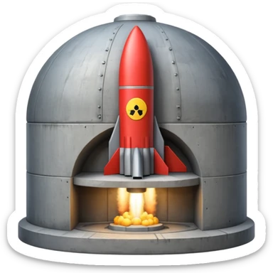 a nuclear missile silo emoji, showing the hatch and a missile launching out sticker