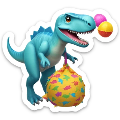 dinosaur with shark hat is riding a pinata sticker