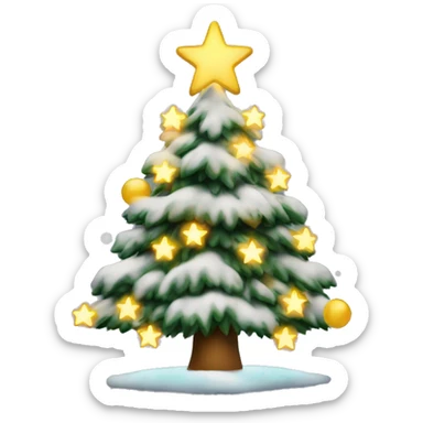 Christmas tree with lights , snow and a angel on top sticker