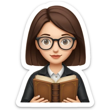 Book Collector — woman + old tome + glasses sticker