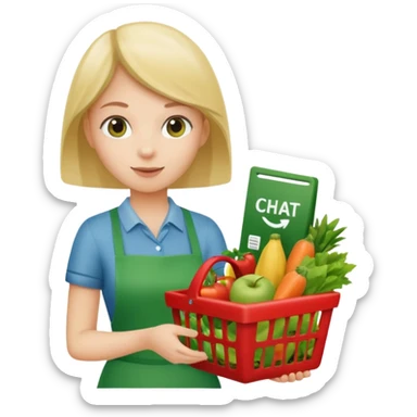 Eine Person die an der Supermarktkasse steht. Die Kasse ist gekennzeichnet als "Plauderkasse" und im grünen Design. sticker