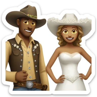Cowboy bride smiley face sticker