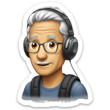 cool emoji cartoon clipart older person wearing headphones clipart emoji sticker