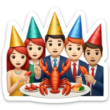 200 people eating lobster at a family party sticker