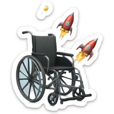 wheelchair with rockets sticker