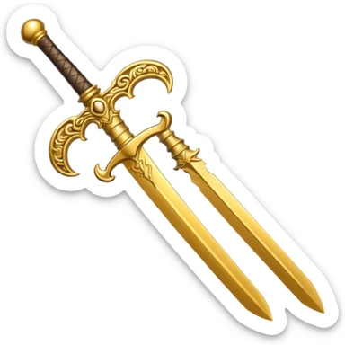 Two Golden royal swords with gold blades and gold handel sticker