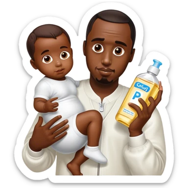 p diddy holding baby oil sticker