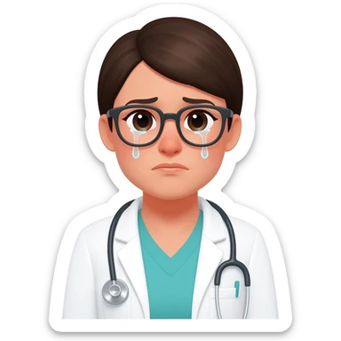 female doctor crying sticker