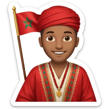 Un homme avk le drapeau Du Maroc sticker