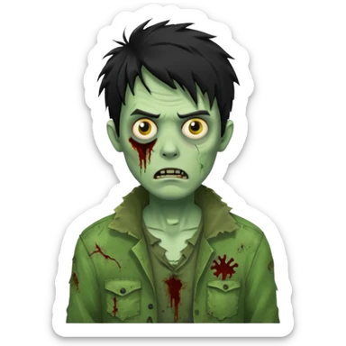 crie um emoji de zumbi homen de cabelo preto grande bagunçado assim🧟 sticker