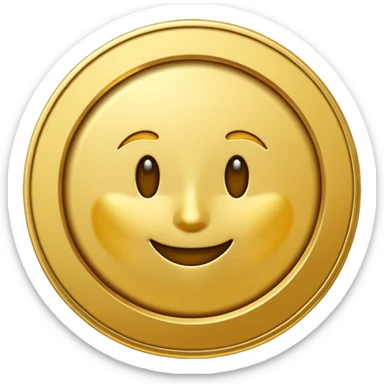 gold coin, embossed edge, emoji style, no text sticker