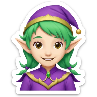 green hair elves, wearing purple  sticker