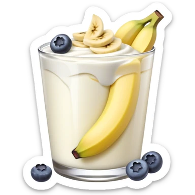 Yogurt with sliced banana and blueberries sticker
