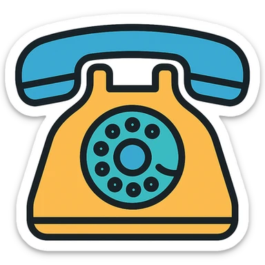 color outline icon of an old rotary phone sticker