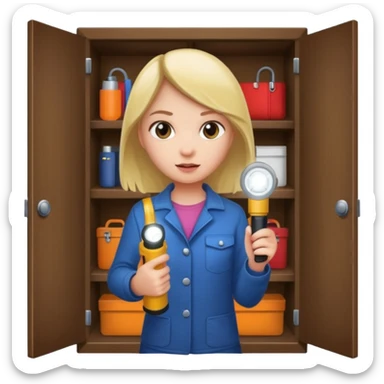 Girl with flashlight in closet sticker