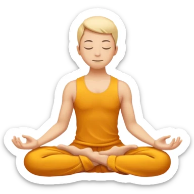 Minimalistic flat vector icon, iOS style, thin black contour on white background. Person in lotus pose with rising spiral energy above. No text, no shadows. sticker