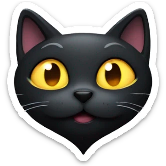 Dark cat forms heart sticker
