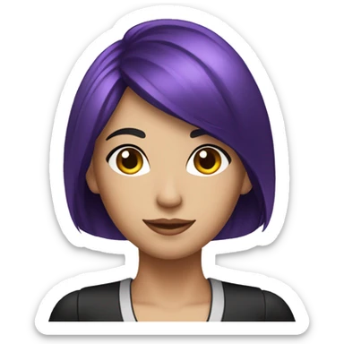 casino cashier with black and violet hair sticker