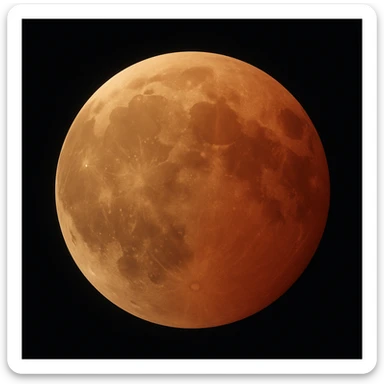 blood moon with smoother craters, two-tone fill: beige and dark red, smooth gradient transition between colors, realistic moon style sticker