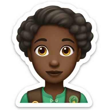 Little black girl scout and with dark brown eyes sticker