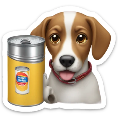 A dog drinking out of a can and driving  sticker