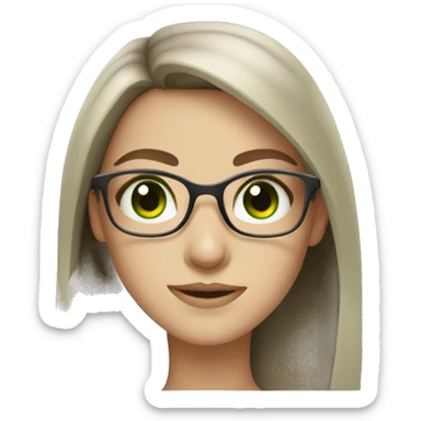 Green eye Pale brunette girl with glasses and long hair sticker