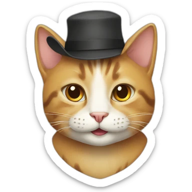 cat with a smile and a hat sticker