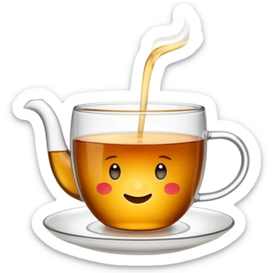 Une tasse de thé chaude avec le sachet de thé qui infuse. sticker