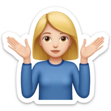 Girl with two hands in front out palms facing upwards and hands in front of her LOWER sticker