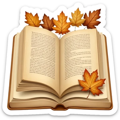 beige autumn open book with leaves on it sticker