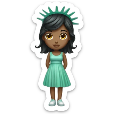 cute black hair girl statue of liberty sticker