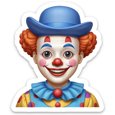 Chú hề đội mũ vuông cao xanh nước biển, cười tươi sticker