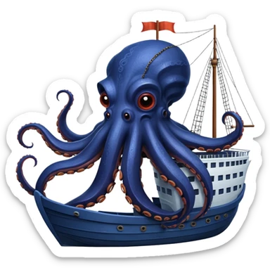 Kraken – Giant octopus with tentacles wrapping a ship sticker