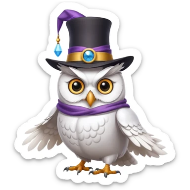 white owl with magician hat sticker