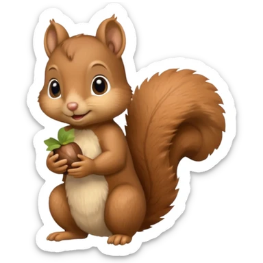 baby squirrel hold a acorn sticker
