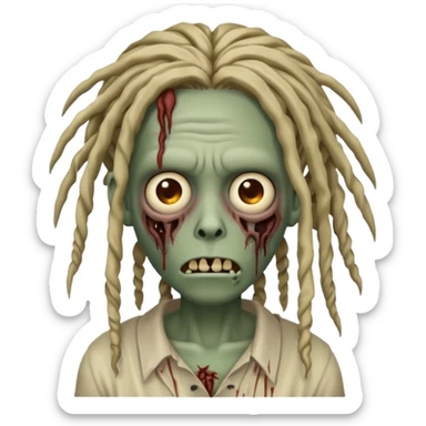 half zombie with locs sticker