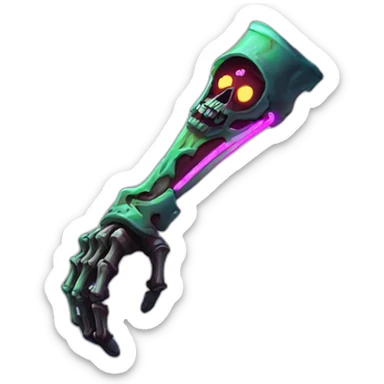 Neon Zombie skeleton fox pirate prosthetic arm  sticker