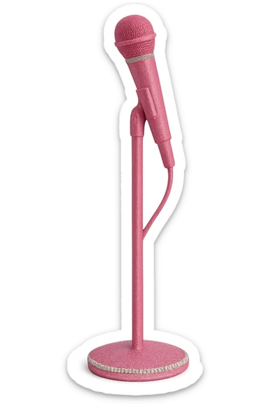 pink kpop idol stage microphone stand, sparkly and fashionable sticker