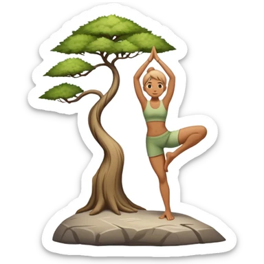 one person doing tree yoga standing on a rock sticker
