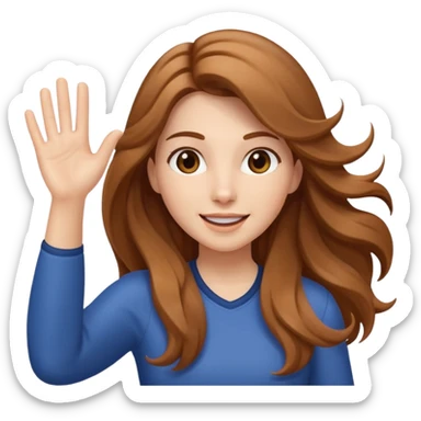 energetic woman waving with long light brown hair and fair skin sticker