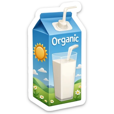 Realistic organic milk carton sticker