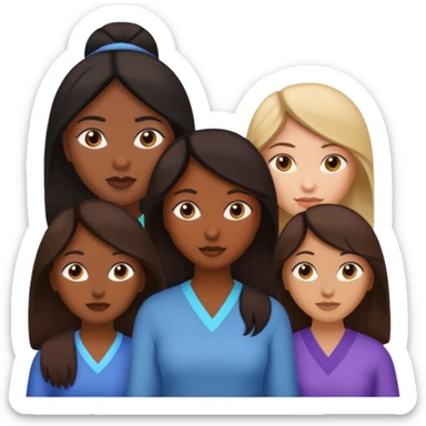 a group of 3 women, one is black, one is asian, one is indian sticker