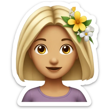 local girl with flower in hair sticker