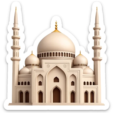 Cinematic Realistic Mohammad Al-Amin Mosque Landmark Emoji, showcasing the intricate architecture of the mosque rendered with rich textures and majestic, soft lighting. sticker