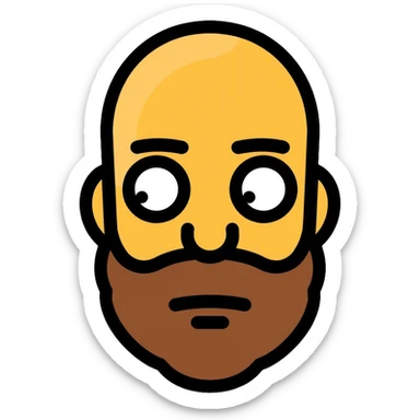 Omar Simpson character with bald head, round eyes, and stubble beard sticker