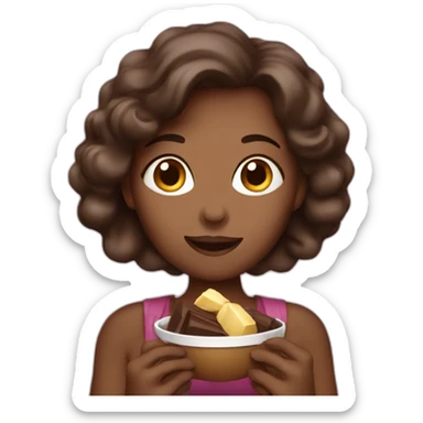 women eating chocolate sticker